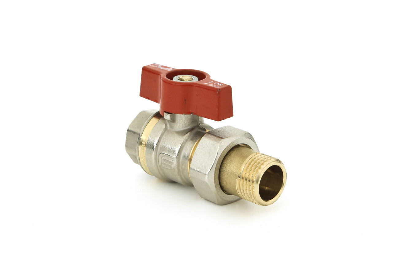 Шаровой кран латунный 1/2" ВР-НР со сгоном, ручка-бабочка, серия BVR-F, Danfoss 065B8203 lnd