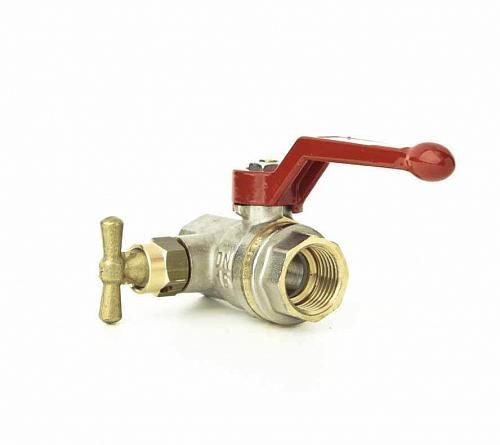 Danfoss 065B8217 - Латунный шаровой кран Danfoss с внутренней резьбой и спускным элементом Ду 20 мм, PN 40 бар