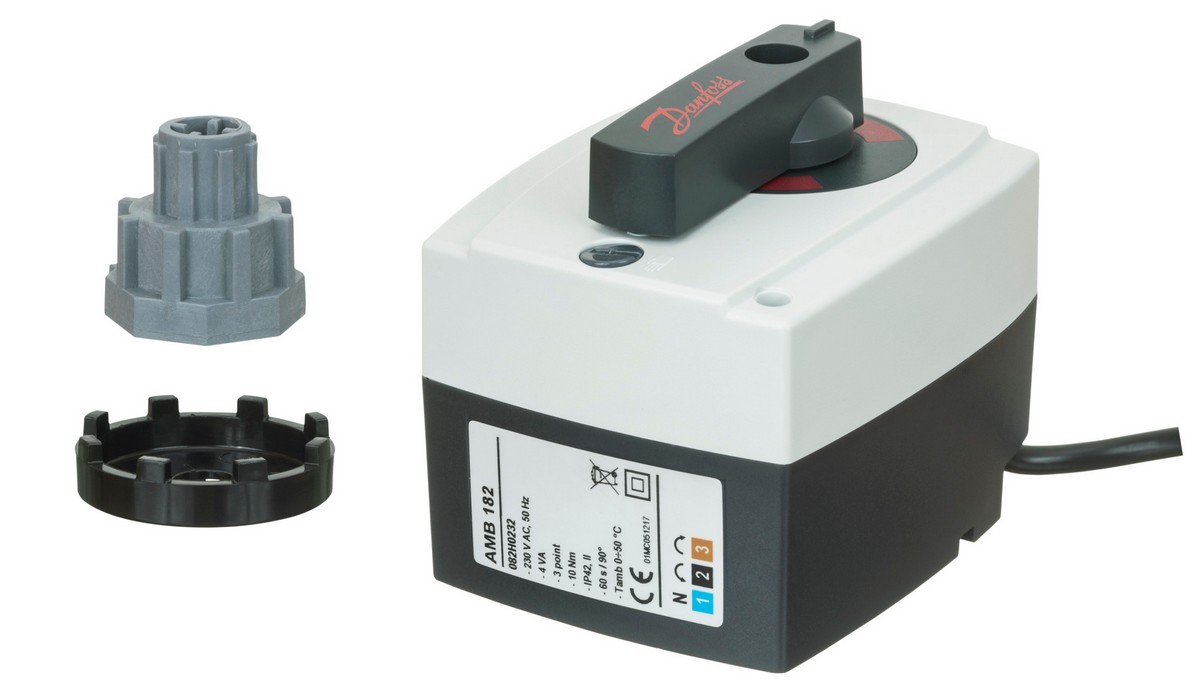 Danfoss 082H0222 - Электрический привод для поворотных клапанов HRB,HRE,HFE тип AMB 162 с импульсным сигналом управления, 5 НМ 230 Вольт, скорость перемещения - 60 секунд на 90°